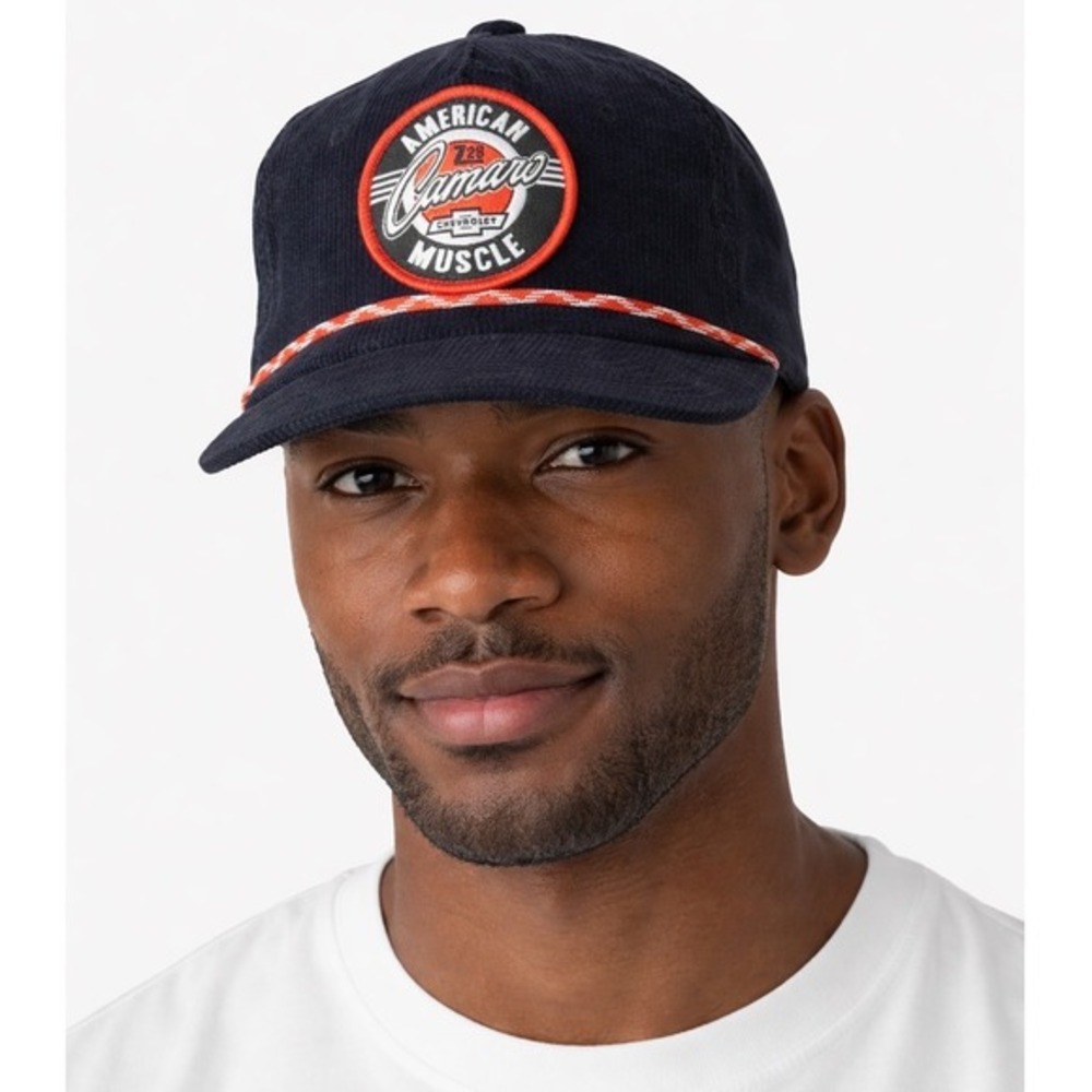 Chevrolet Camaro American Muscle Corduroy Rope Hat Cap  Navy Blue Snapback 78-11